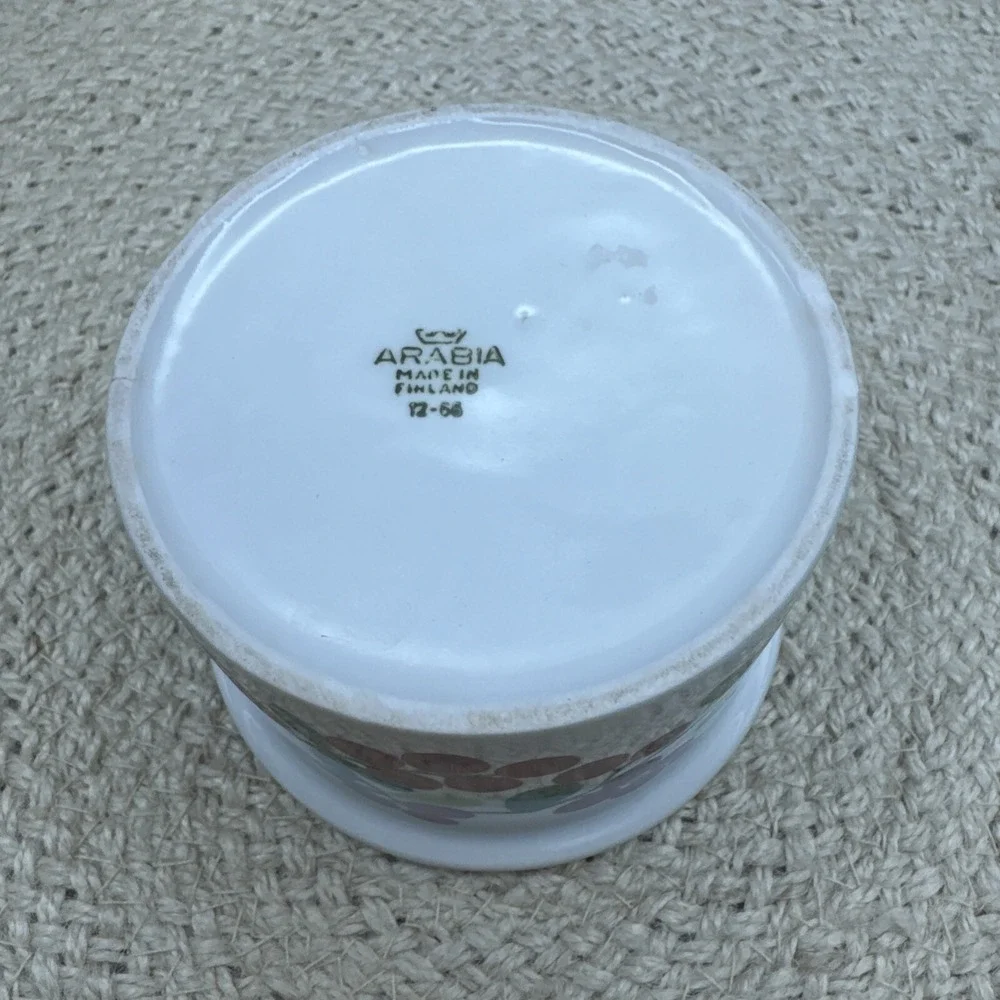 Arabia Finland Pomona Jam Jar or Sugar Bowl Red Berries Vintage‎ 60s AS IS